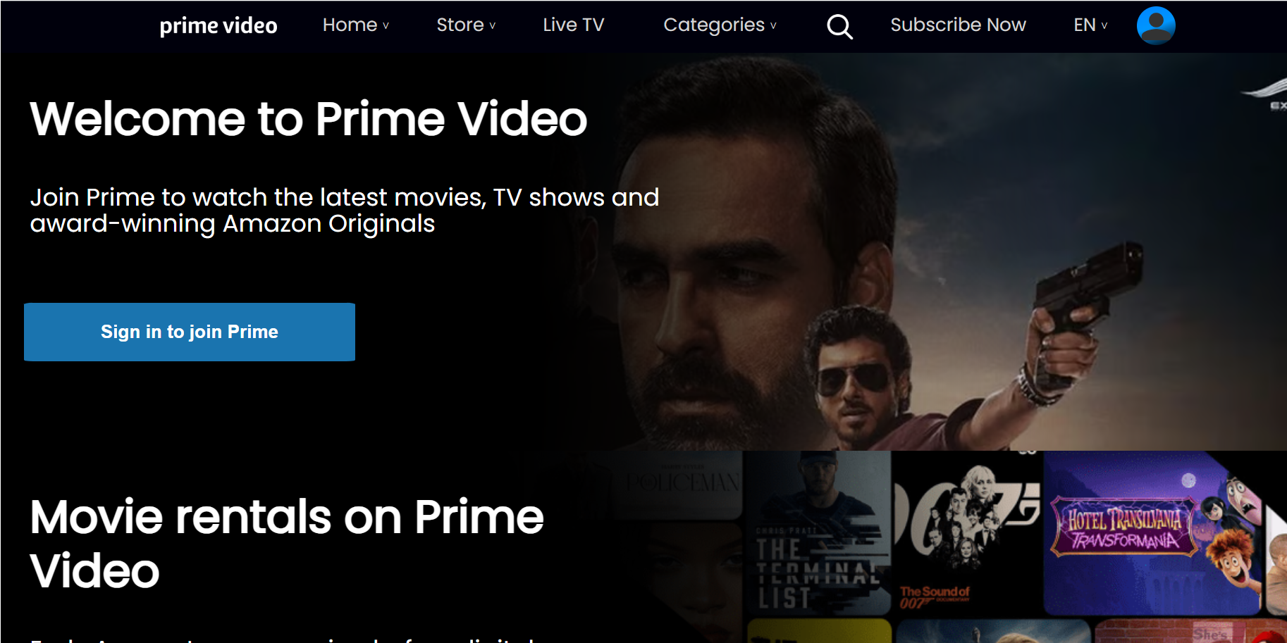 Prime Video Clone using HTML, CSS and JS